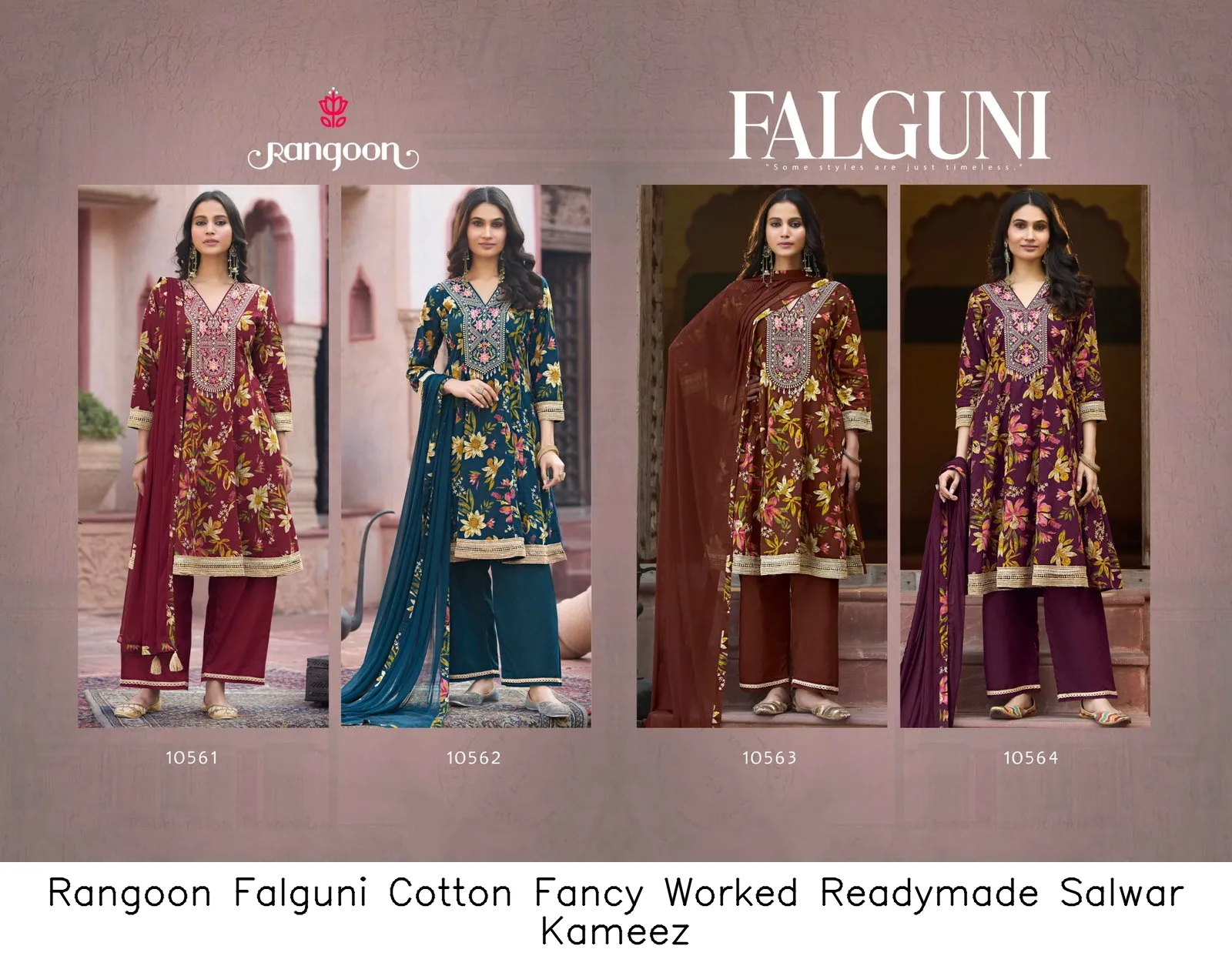 Rangoon Falguni Cotton Fancy Worked Readymade Salwar Kameez — Wholesale Salwar Suits, Rangoon wholesale from Surat — view 4