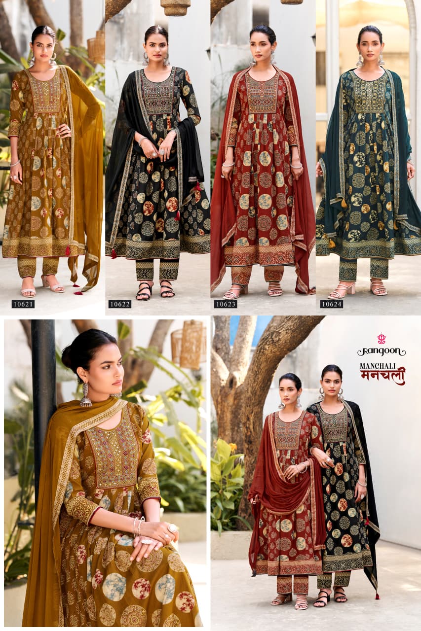 Kessi Rangoon Manchali Cotton Printed Hand Worked Anarkali Suit — Wholesale Readymade Suit, Kessi wholesale from Surat — view 5