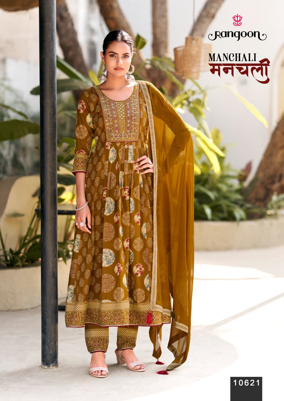 Kessi Rangoon Manchali Cotton Printed Hand Worked Anarkali Suit — Wholesale Readymade Suit, Kessi wholesale from Surat — view 4