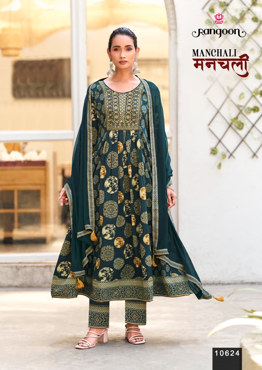 Kessi Rangoon Manchali Cotton Printed Hand Worked Anarkali Suit — Wholesale Readymade Suit, Kessi wholesale from Surat — view 6