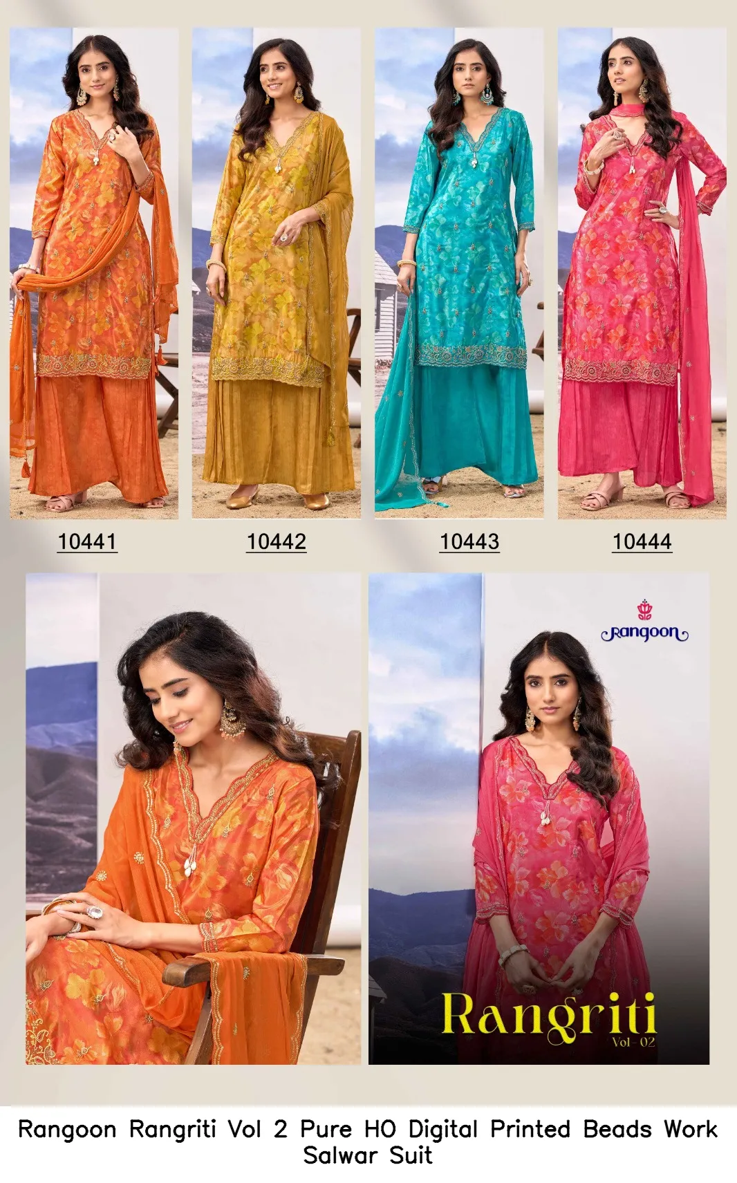Rangoon Rangriti Vol 2 Pure HO Digital Printed Beads Work Salwar Suit — Designer Readymade Suits, Rangoon wholesale from Surat — view 7