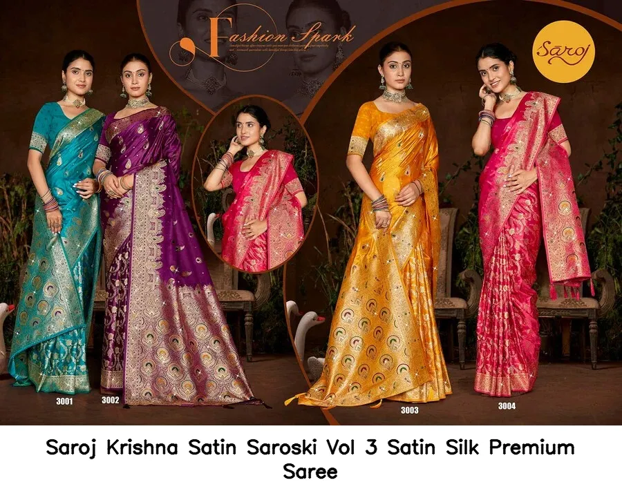 Saroj Krishna Satin Saroski Vol 3 Satin Silk Premium Saree — Wholesale Sarees, Saroj wholesale from Surat — view 2