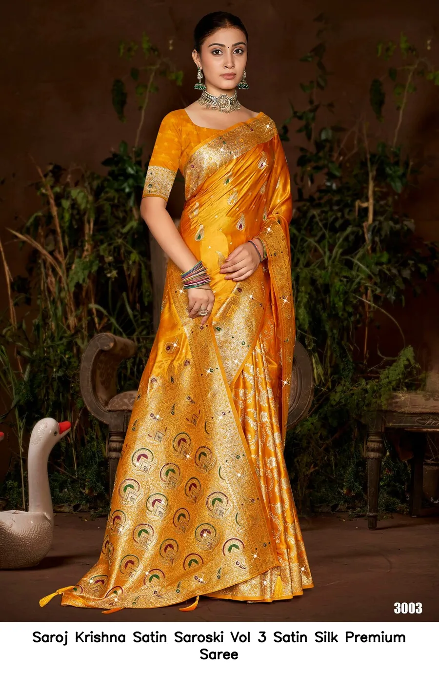 Saroj Krishna Satin Saroski Vol 3 Satin Silk Premium Saree — Wholesale Sarees, Saroj wholesale from Surat — view 3