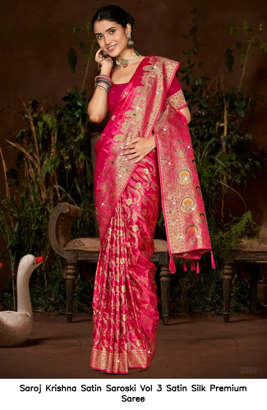 Saroj Krishna Satin Saroski Vol 3 Satin Silk Premium Saree — Wholesale Sarees, Saroj wholesale from Surat — view 4