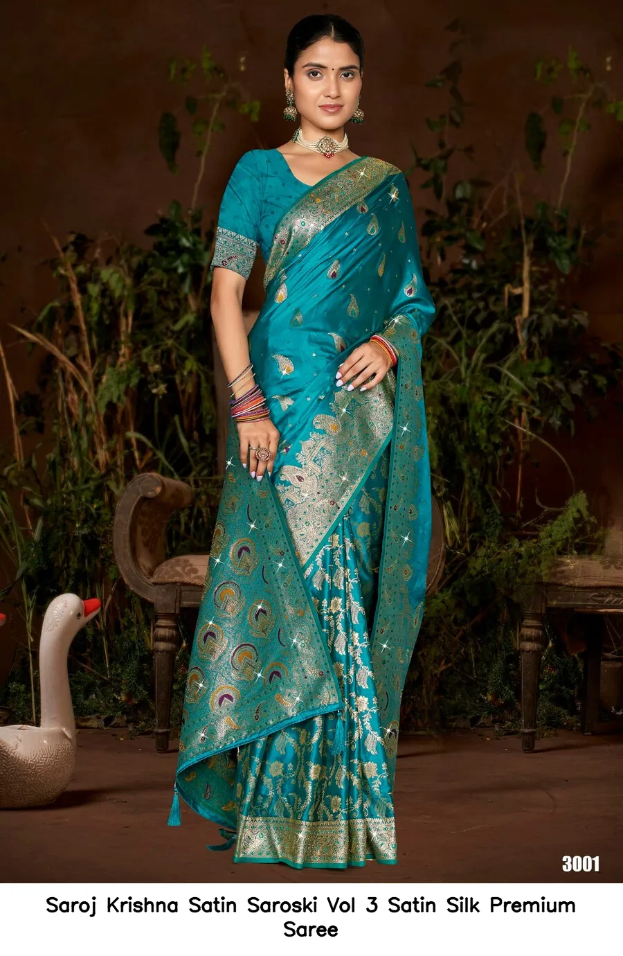 Saroj Krishna Satin Saroski Vol 3 Satin Silk Premium Saree — Wholesale Sarees, Saroj wholesale from Surat — view 5