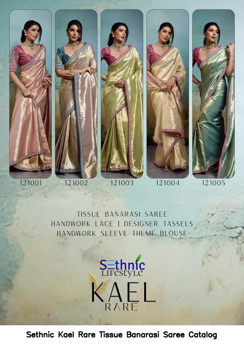 Sethnic Kael Rare Tissue Banarasi Saree Catalog — Wholesale Sarees, Sethnic wholesale from Surat — view 6