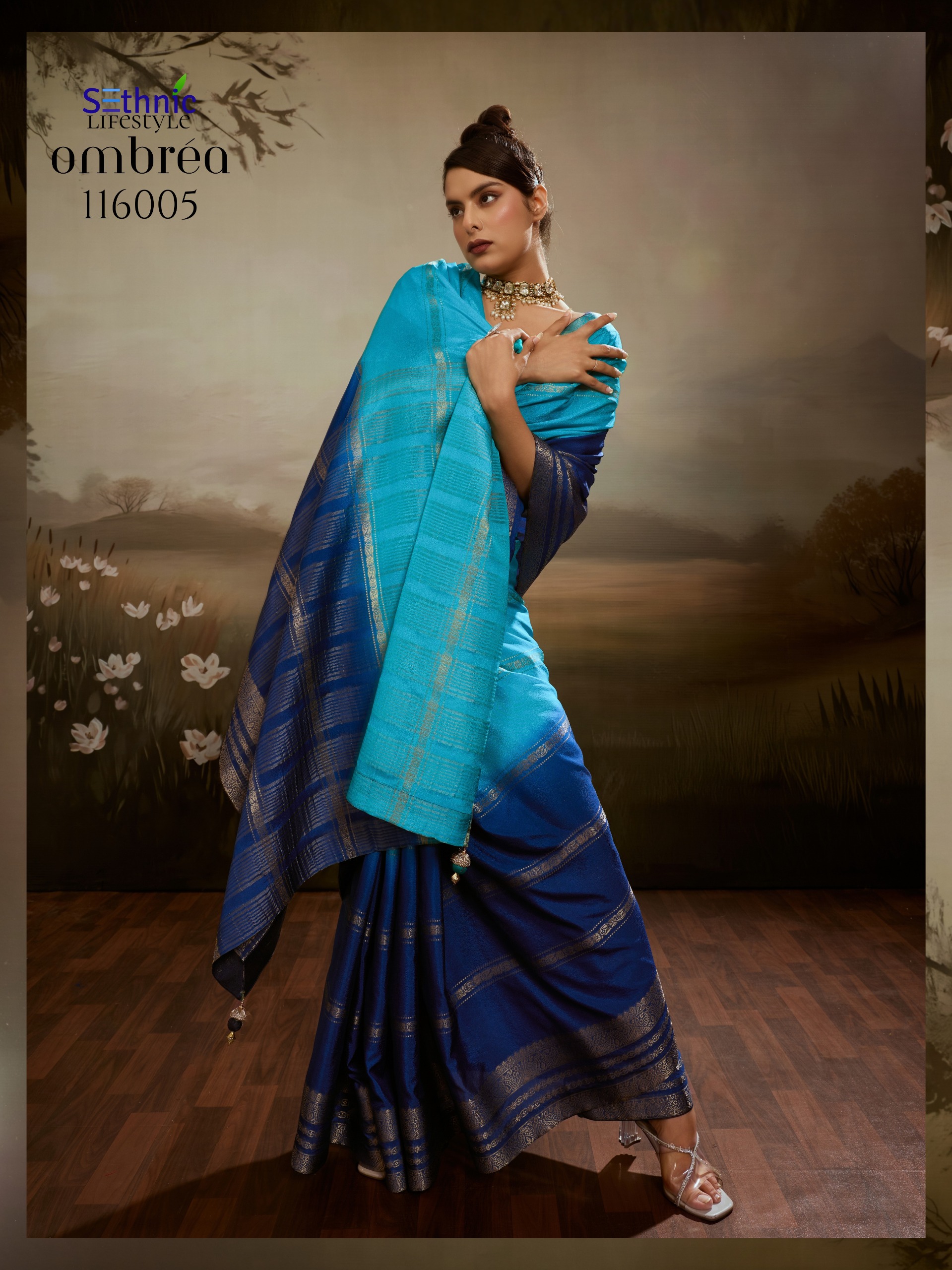 Sethnic  Ombrea Soft Glam Chiffon Saree Collection — Silk Sarees, Sethnic Lifestyle wholesale from Surat — view 6