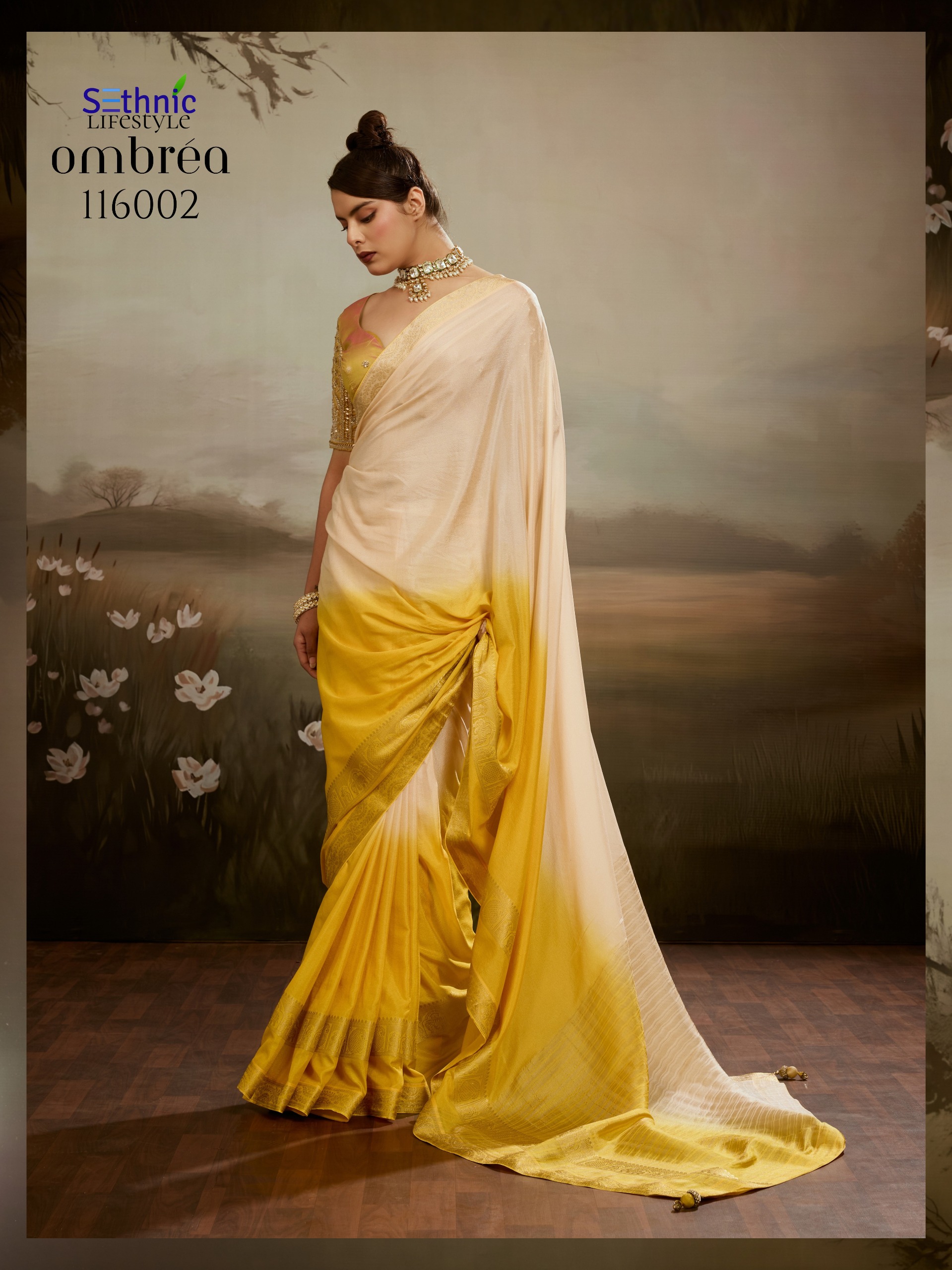 Sethnic  Ombrea Soft Glam Chiffon Saree Collection — Silk Sarees, Sethnic Lifestyle wholesale from Surat — view 4