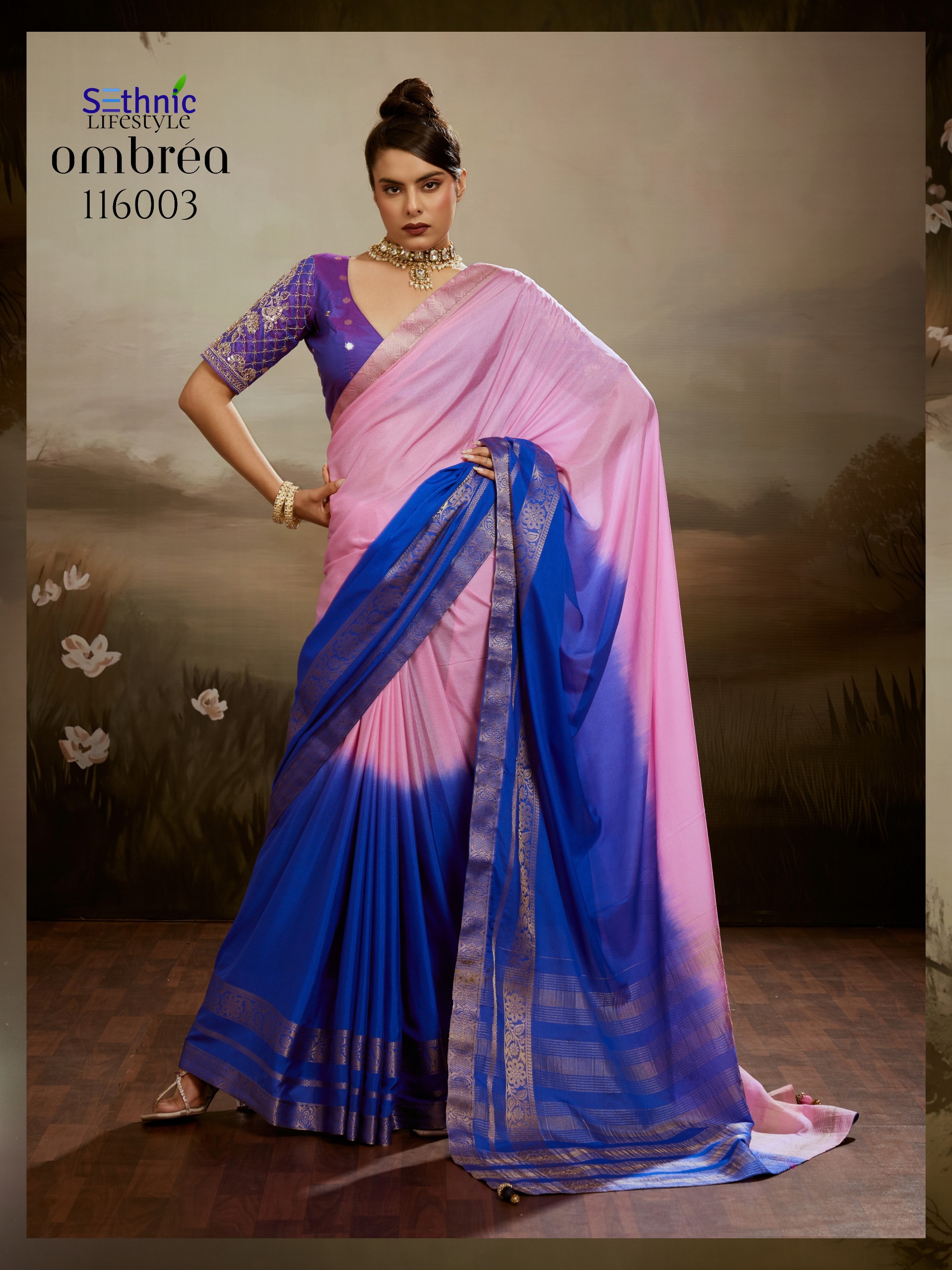 Sethnic  Ombrea Soft Glam Chiffon Saree Collection — Silk Sarees, Sethnic Lifestyle wholesale from Surat — view 2