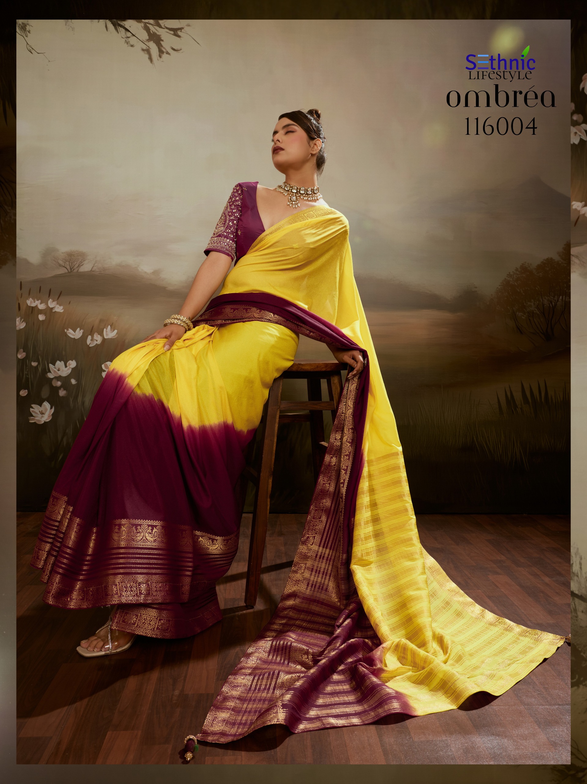 Sethnic  Ombrea Soft Glam Chiffon Saree Collection — Silk Sarees, Sethnic Lifestyle wholesale from Surat — view 8