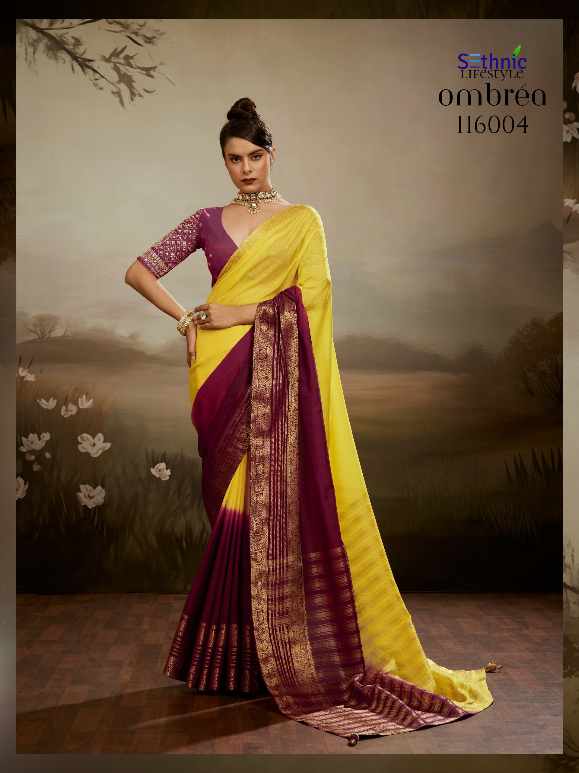 Sethnic  Ombrea Soft Glam Chiffon Saree Collection — Silk Sarees, Sethnic Lifestyle wholesale from Surat — view 3