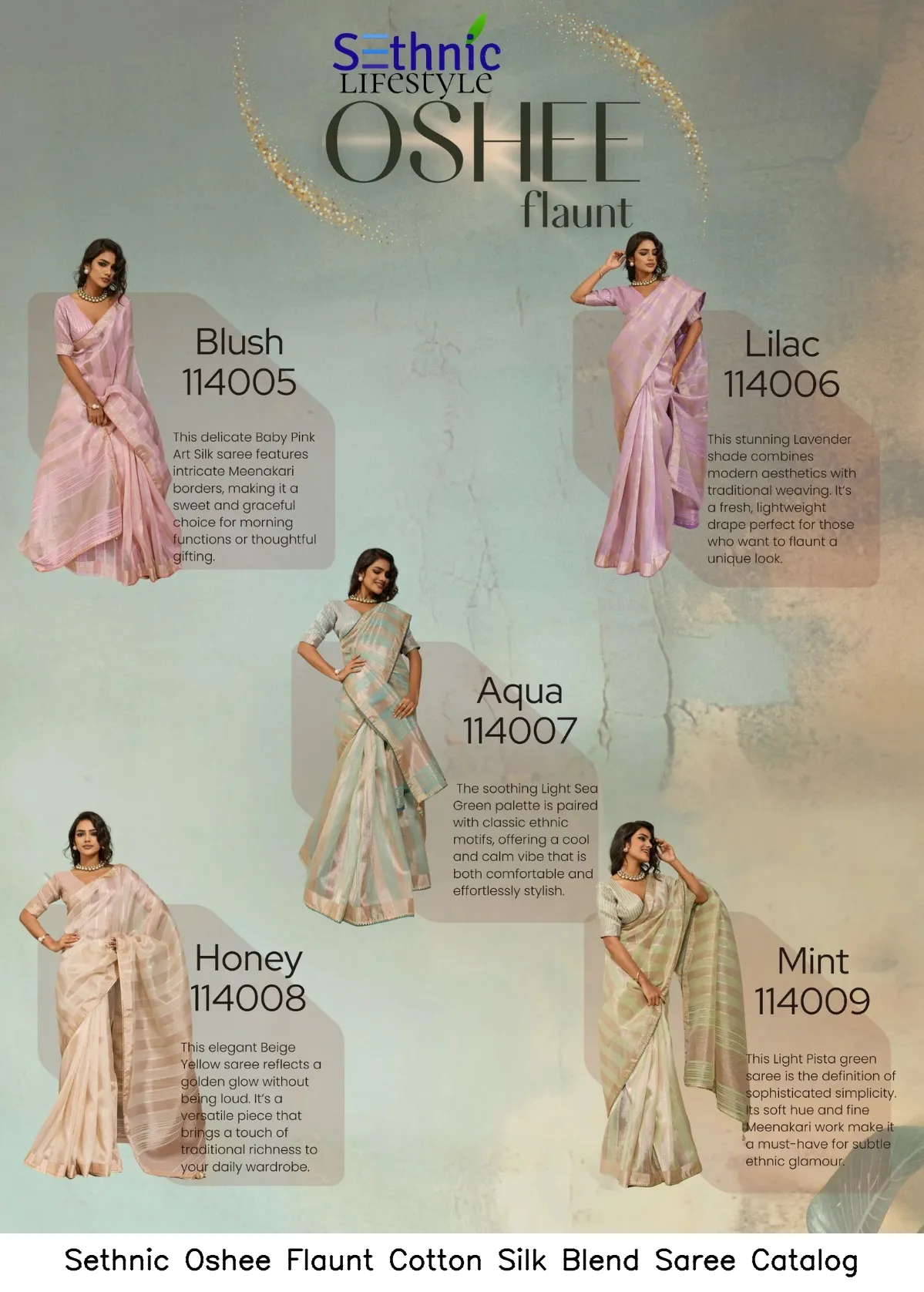 Sethnic Oshee Flaunt Cotton Silk Blend Saree Catalog — Wholesale Sarees, Sethnic wholesale from Surat - Gallery Image 2