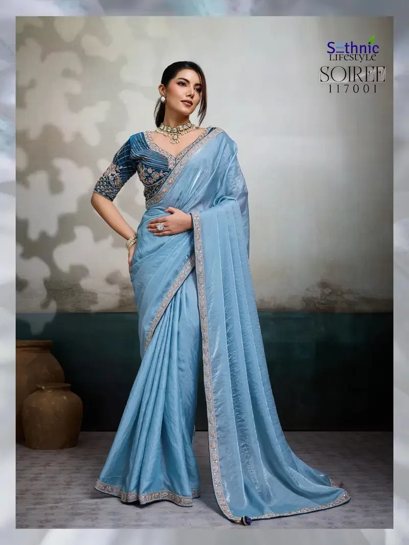Sethnic Soiree The Evening Affair Velvet Satin Designer Saree