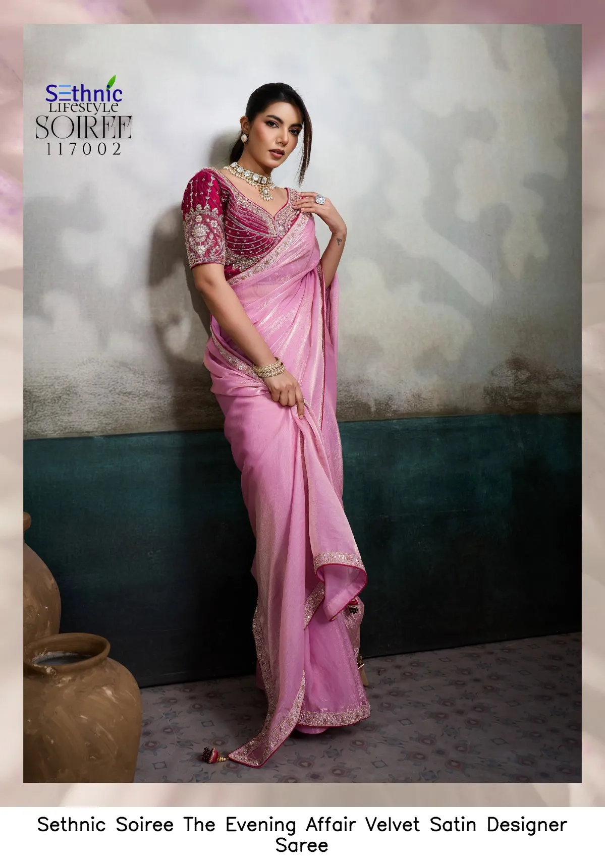 Sethnic Soiree The Evening Affair Velvet Satin Designer Saree — Wholesale Sarees, Sethnic wholesale from Surat — view 5