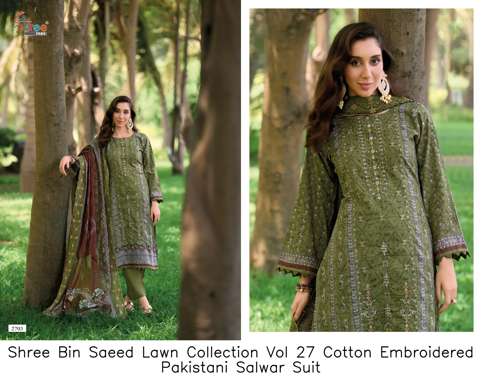Shree Bin Saeed Lawn Collection Vol 27 Cotton Embroidered Pakistani Salwar Suit — Wholesale Pakistani Suits, Shree wholesale from Surat — Photo 2