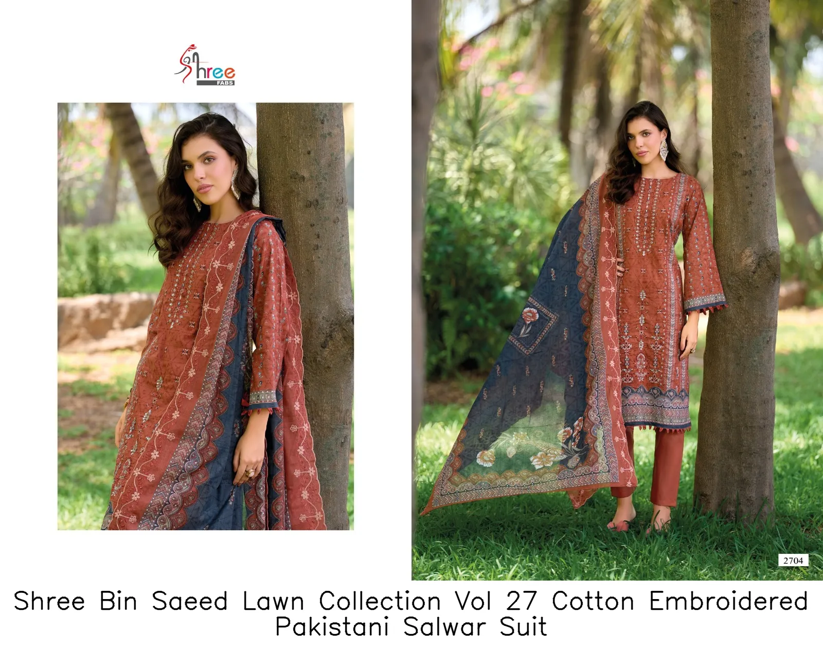 Shree Bin Saeed Lawn Collection Vol 27 Cotton Embroidered Pakistani Salwar Suit — Wholesale Pakistani Suits, Shree wholesale from Surat — Photo 4