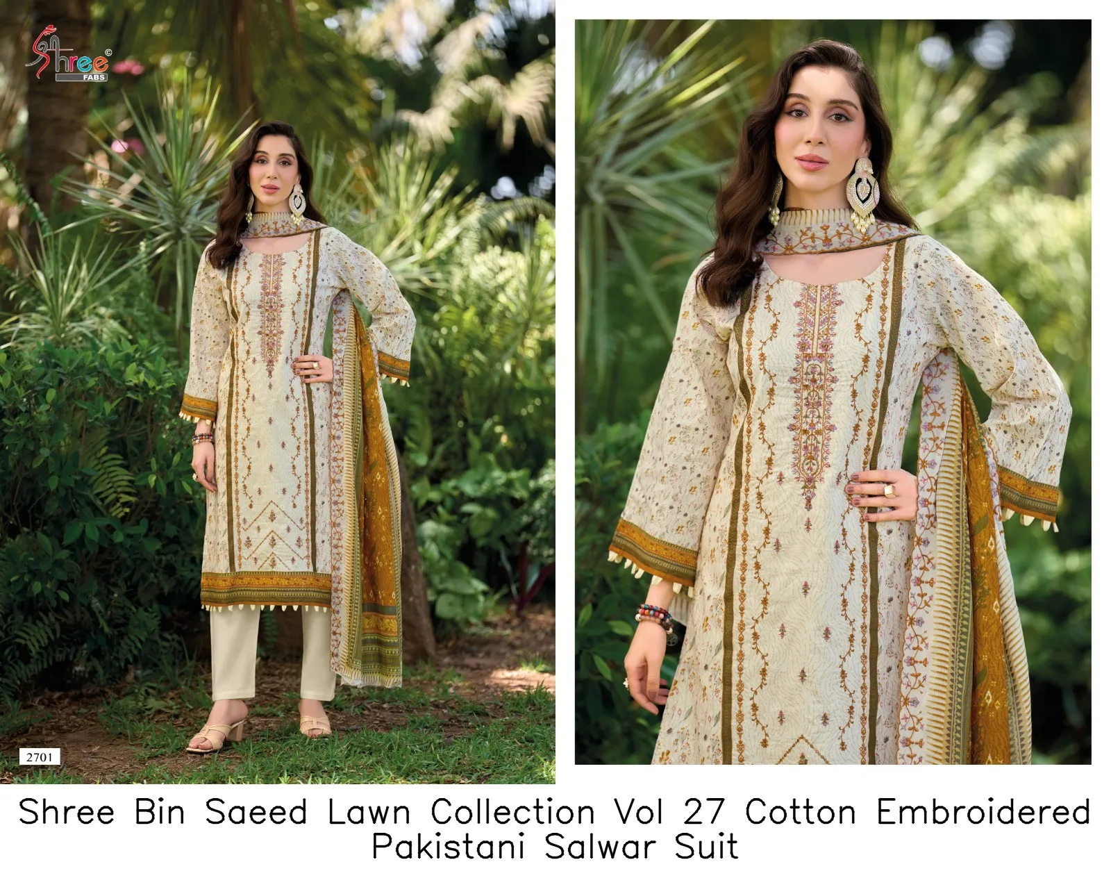 Shree Bin Saeed Lawn Collection Vol 27 Cotton Embroidered Pakistani Salwar Suit — Wholesale Pakistani Suits, Shree wholesale from Surat — Photo 6