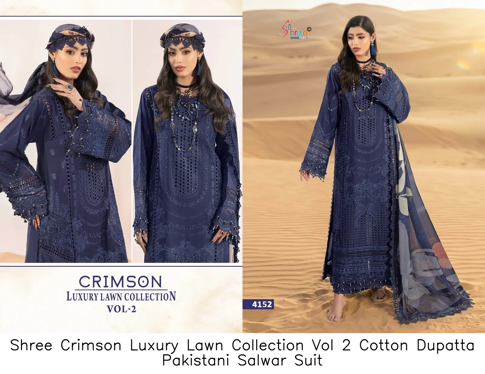 Shree Crimson Luxury Lawn Collection Vol 2 Cotton Dupatta Pakistani Salwar Suit — Wholesale Pakistani Suits, Shree wholesale from Surat — view 6