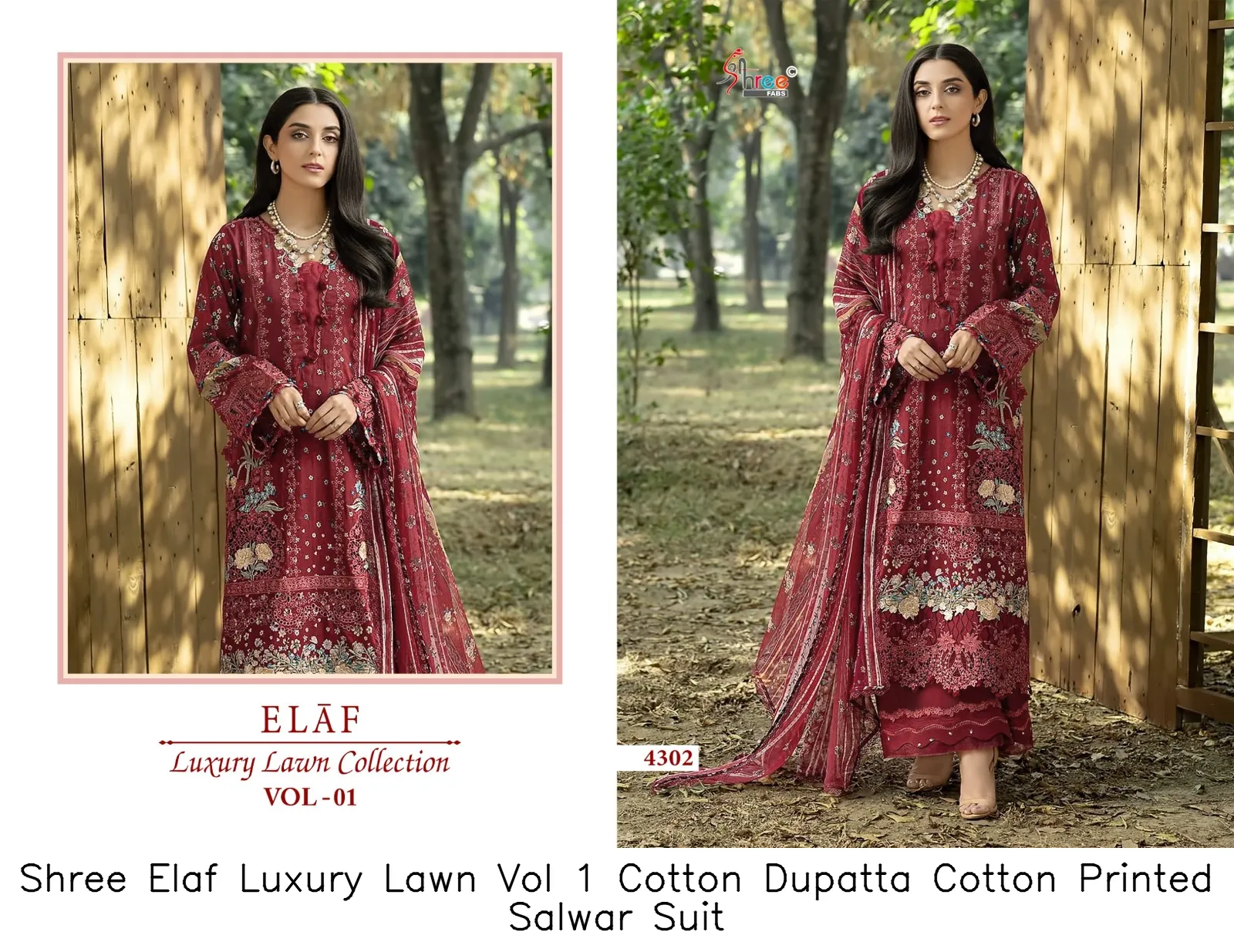 Shree Elaf Luxury Lawn Vol 1 Cotton Dupatta Cotton Printed Salwar Suit — Wholesale Pakistani Suits, Shree wholesale from Surat — view 7