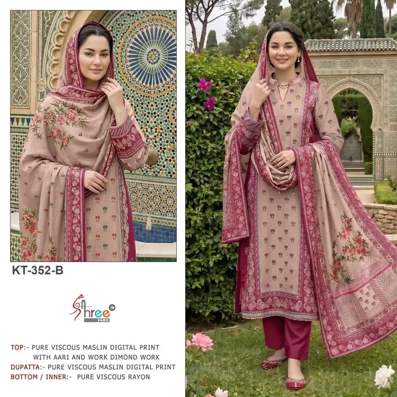 Shree Kt 352 Viscose Muslin Digital Printed Salwar Suit — Wholesale Pakistani Suits, Shree wholesale from Surat — view 1