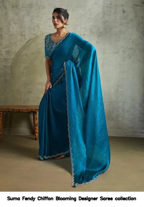 Suma Fendy Chiffon Blooming Designer Saree collection — Wholesale Sarees, Vardan Ethnic wholesale from Surat - Gallery Image 2