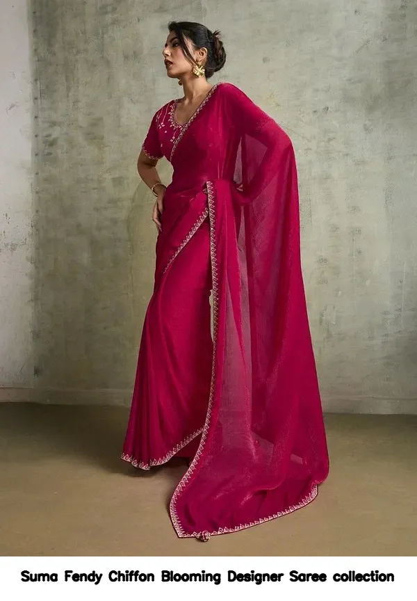 Suma Fendy Chiffon Blooming Designer Saree collection — Wholesale Sarees, Vardan Ethnic wholesale from Surat - Gallery Image 3