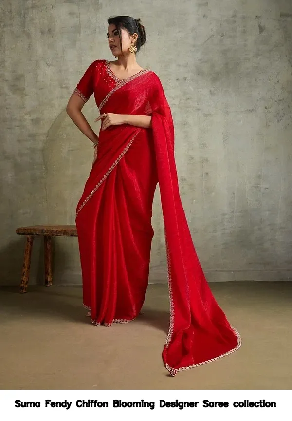 Suma Fendy Chiffon Blooming Designer Saree collection — Wholesale Sarees, Vardan Ethnic wholesale from Surat - Gallery Image 4