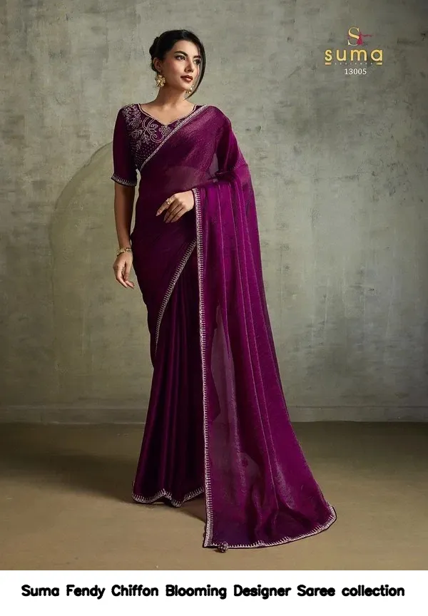 Suma Fendy Chiffon Blooming Designer Saree collection — Wholesale Sarees, Vardan Ethnic wholesale from Surat - Gallery Image 5