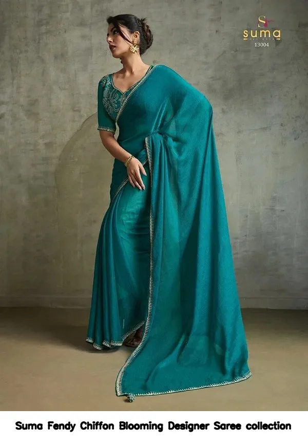 Suma Fendy Chiffon Blooming Designer Saree collection — Wholesale Sarees, Vardan Ethnic wholesale from Surat - Gallery Image 6