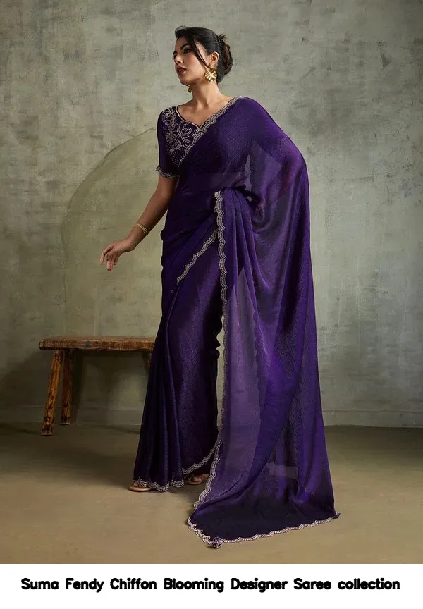 Suma Fendy Chiffon Blooming Designer Saree collection — Wholesale Sarees, Vardan Ethnic wholesale from Surat — view 7