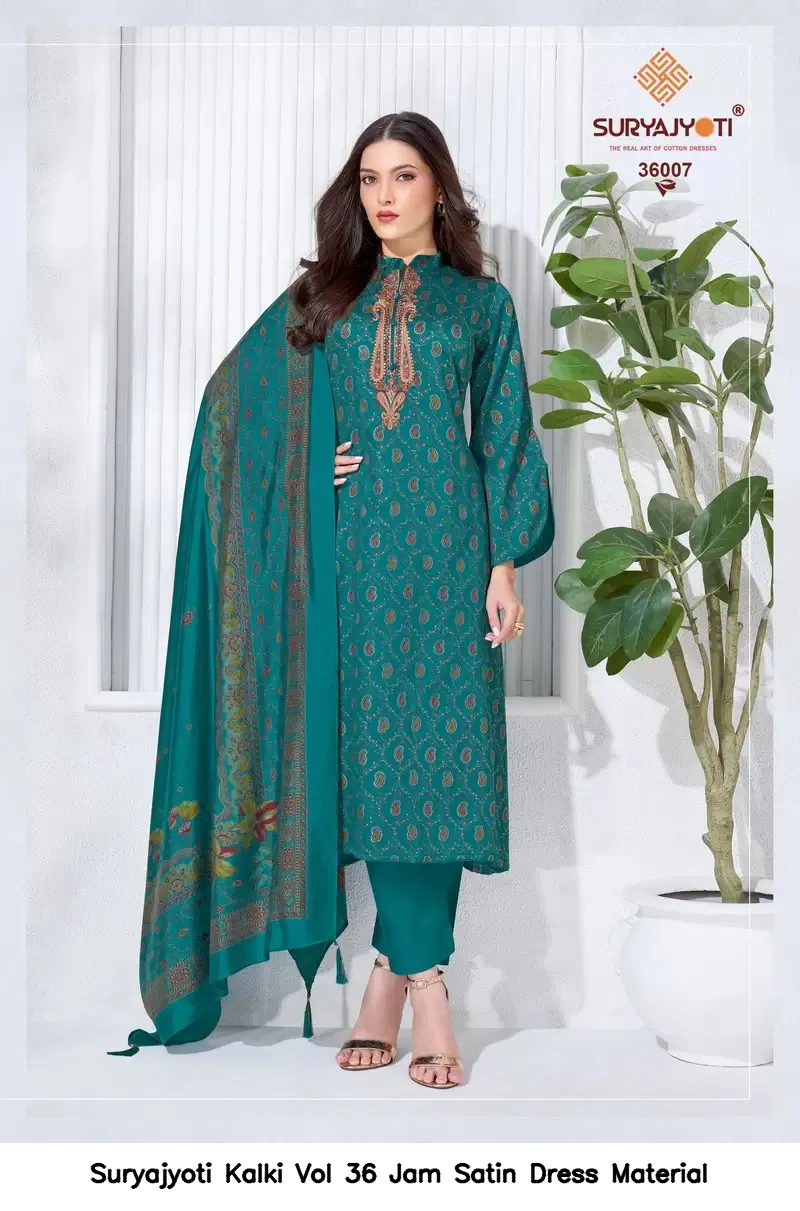 Suryajyoti Kalki Vol 36 Jam Satin Dress Material — Wholesale Dress Material, Suryajyoti wholesale from Surat - Gallery Image 2
