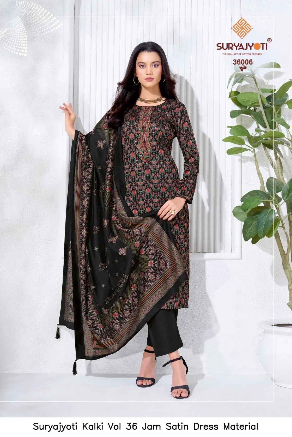 Suryajyoti Kalki Vol 36 Jam Satin Dress Material — Wholesale Dress Material, Suryajyoti wholesale from Surat - Gallery Image 3