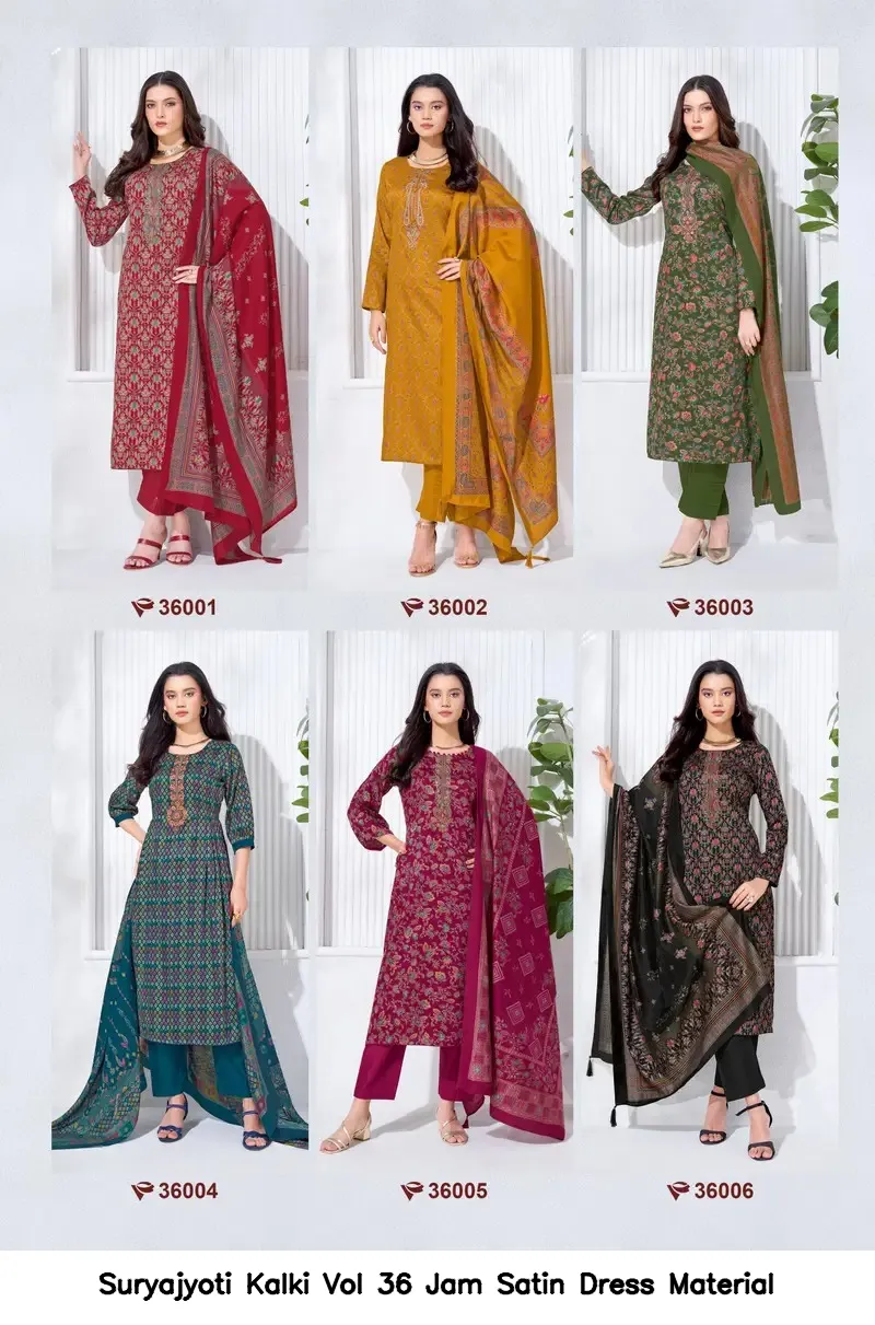 Suryajyoti Kalki Vol 36 Jam Satin Dress Material — Wholesale Dress Material, Suryajyoti wholesale from Surat - Gallery Image 6