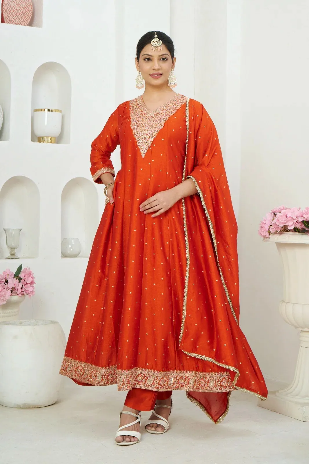 Tunic House Nargis Vichitra Silk Anarkali Readymade Salwar Suit
