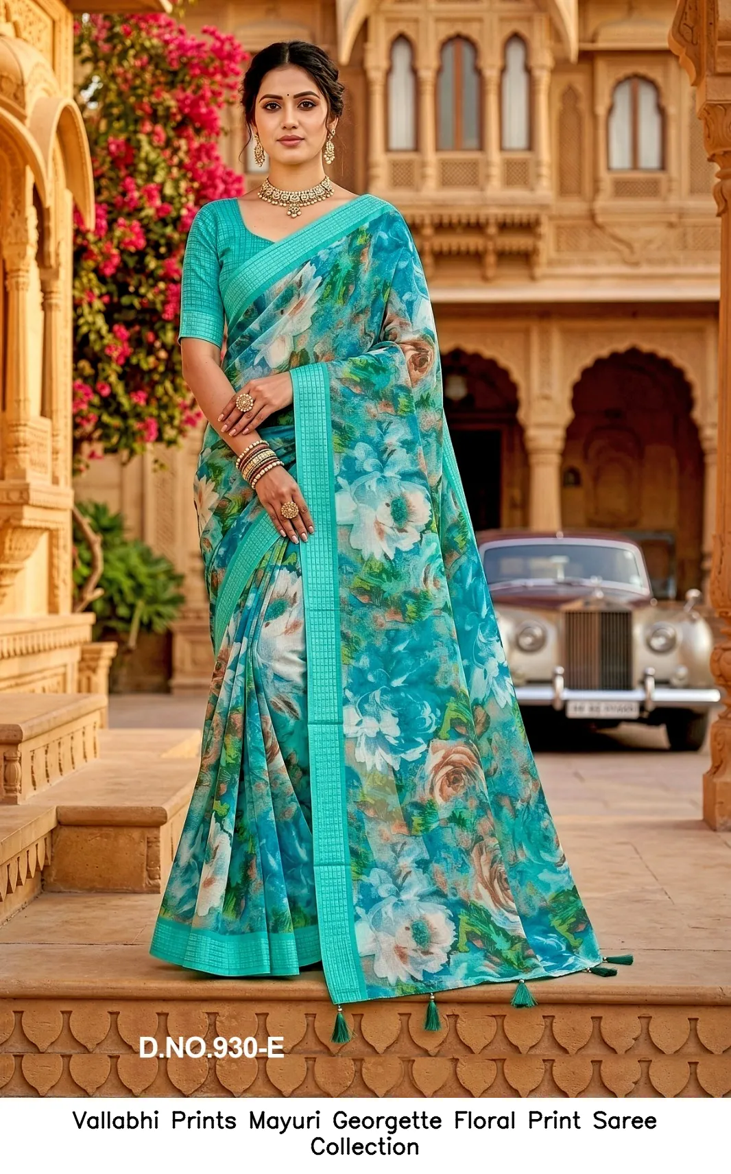 Vallabhi Prints Mayuri Georgette Floral Print Saree Collection — Wholesale Sarees, Vallabhi Prints wholesale from Surat - Gallery Image 2