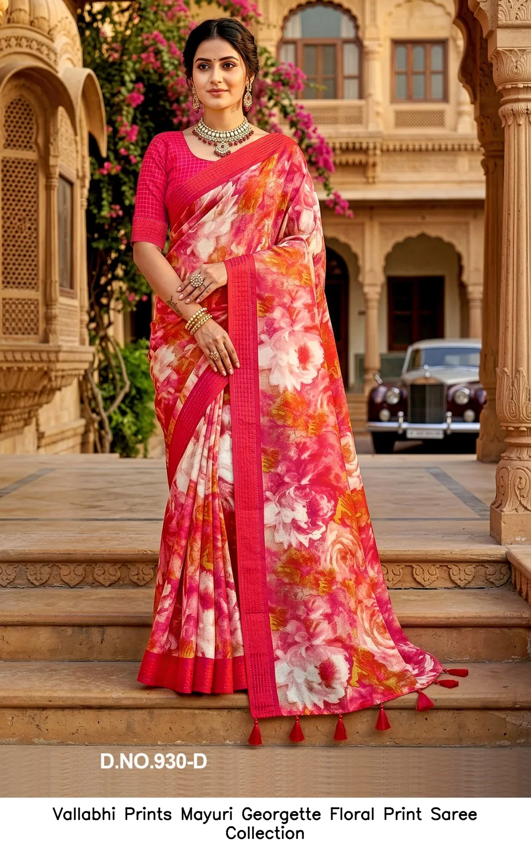 Vallabhi Prints Mayuri Georgette Floral Print Saree Collection — Wholesale Sarees, Vallabhi Prints wholesale from Surat - Gallery Image 3