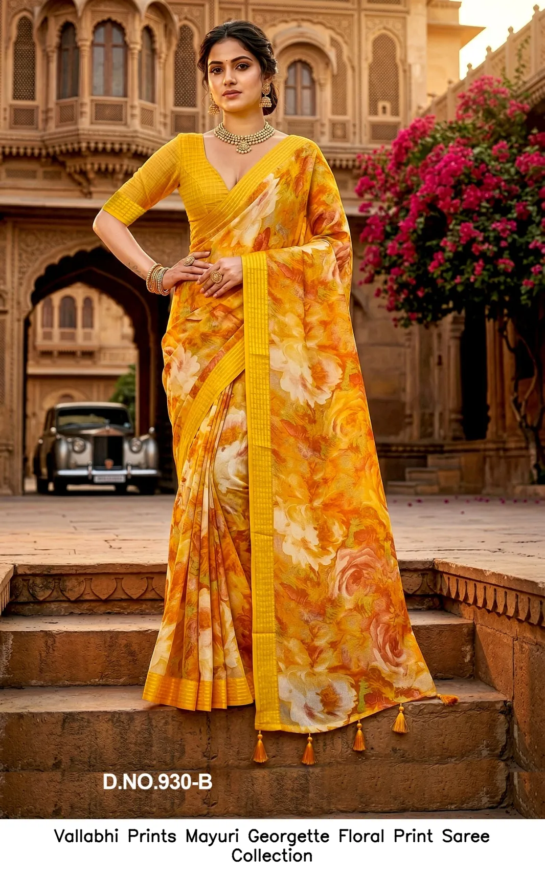 Vallabhi Prints Mayuri Georgette Floral Print Saree Collection — Wholesale Sarees, Vallabhi Prints wholesale from Surat - Gallery Image 4