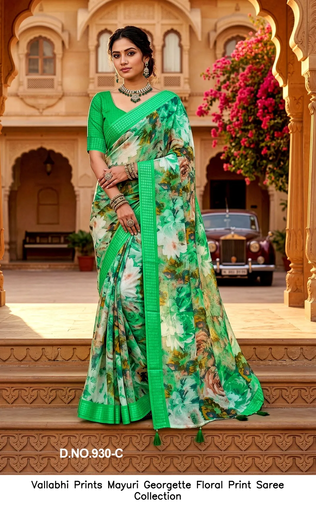 Vallabhi Prints Mayuri Georgette Floral Print Saree Collection — Wholesale Sarees, Vallabhi Prints wholesale from Surat - Gallery Image 5