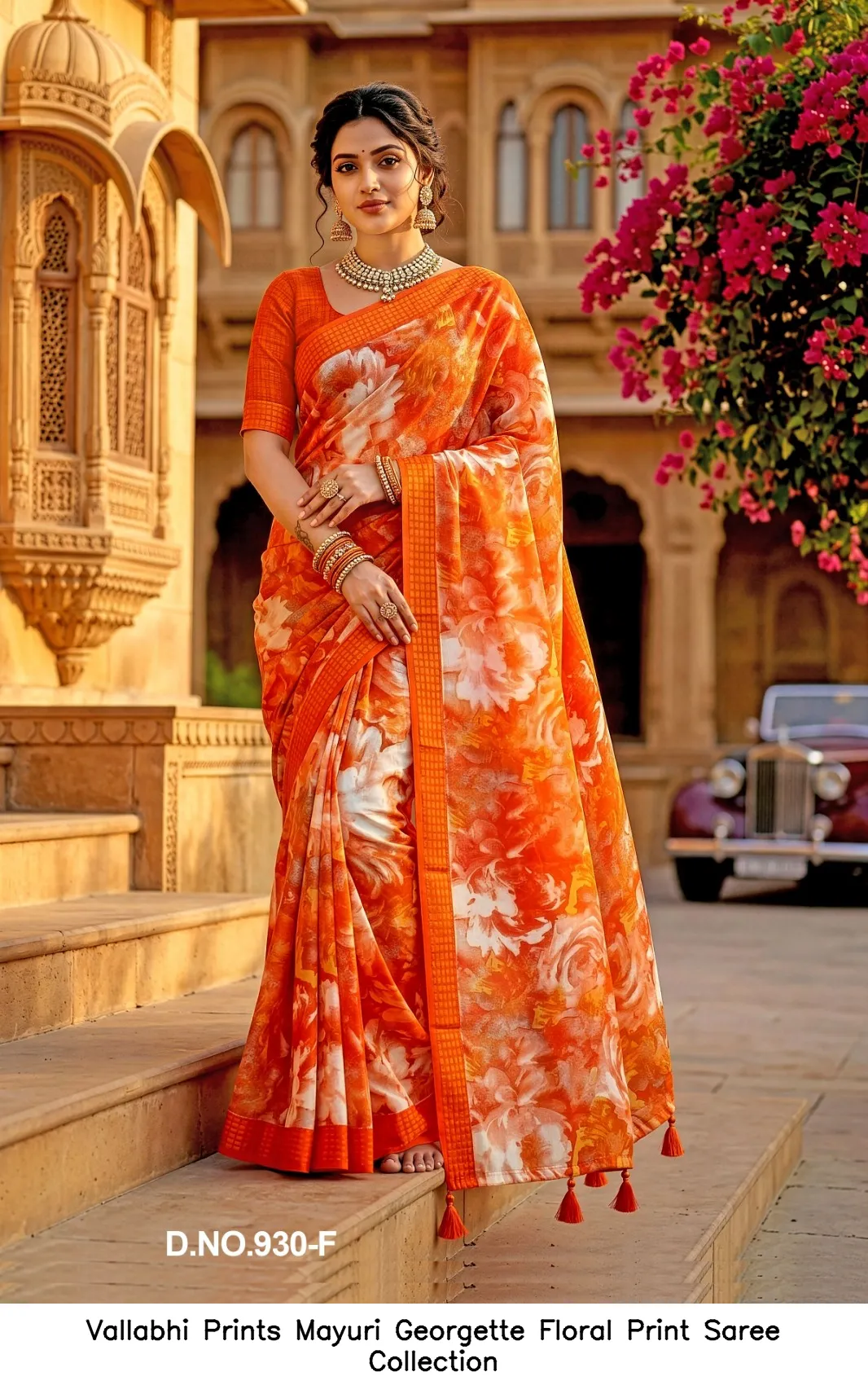 Vallabhi Prints Mayuri Georgette Floral Print Saree Collection — Wholesale Sarees, Vallabhi Prints wholesale from Surat - Gallery Image 6