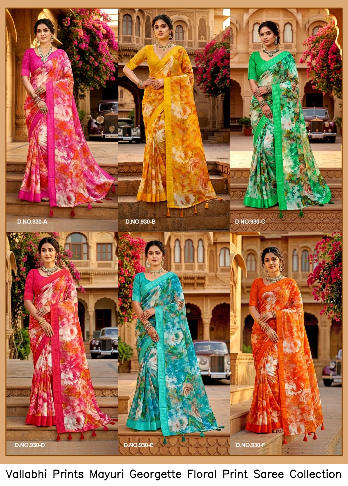 Vallabhi Prints Mayuri Georgette Floral Print Saree Collection — Wholesale Sarees, Vallabhi Prints wholesale from Surat — view 8