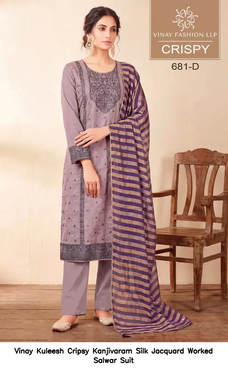 Vinay Kuleesh Cripsy Kanjivaram Silk Jacquard Worked Salwar Suit — Wholesale Salwar Suits, Vinay wholesale from Surat — view 2