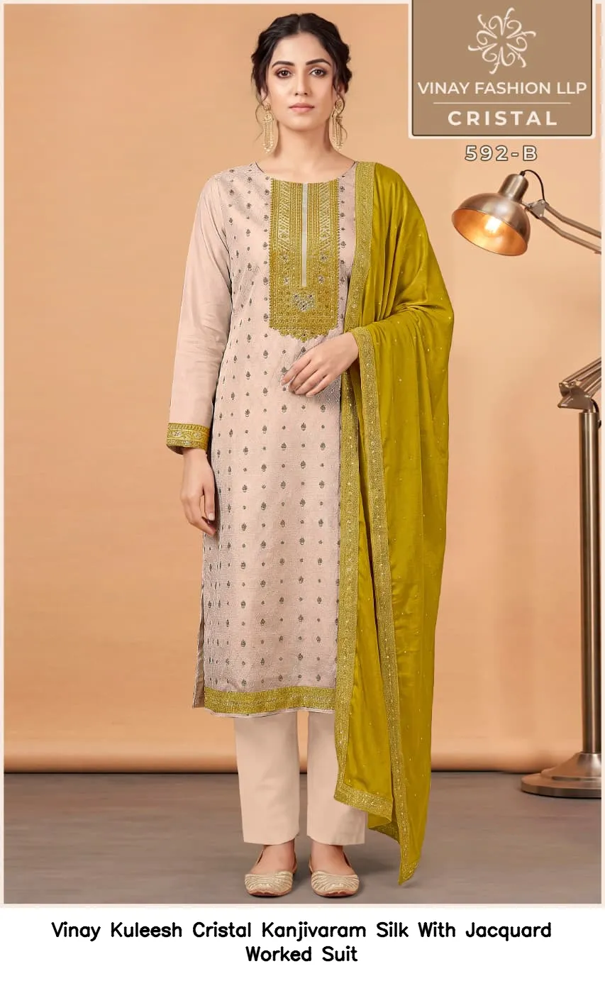 Vinay Kuleesh Cristal Kanjivaram Silk With Jacquard Worked Suit — Wholesale Salwar Suits, Vinay wholesale from Surat — view 3