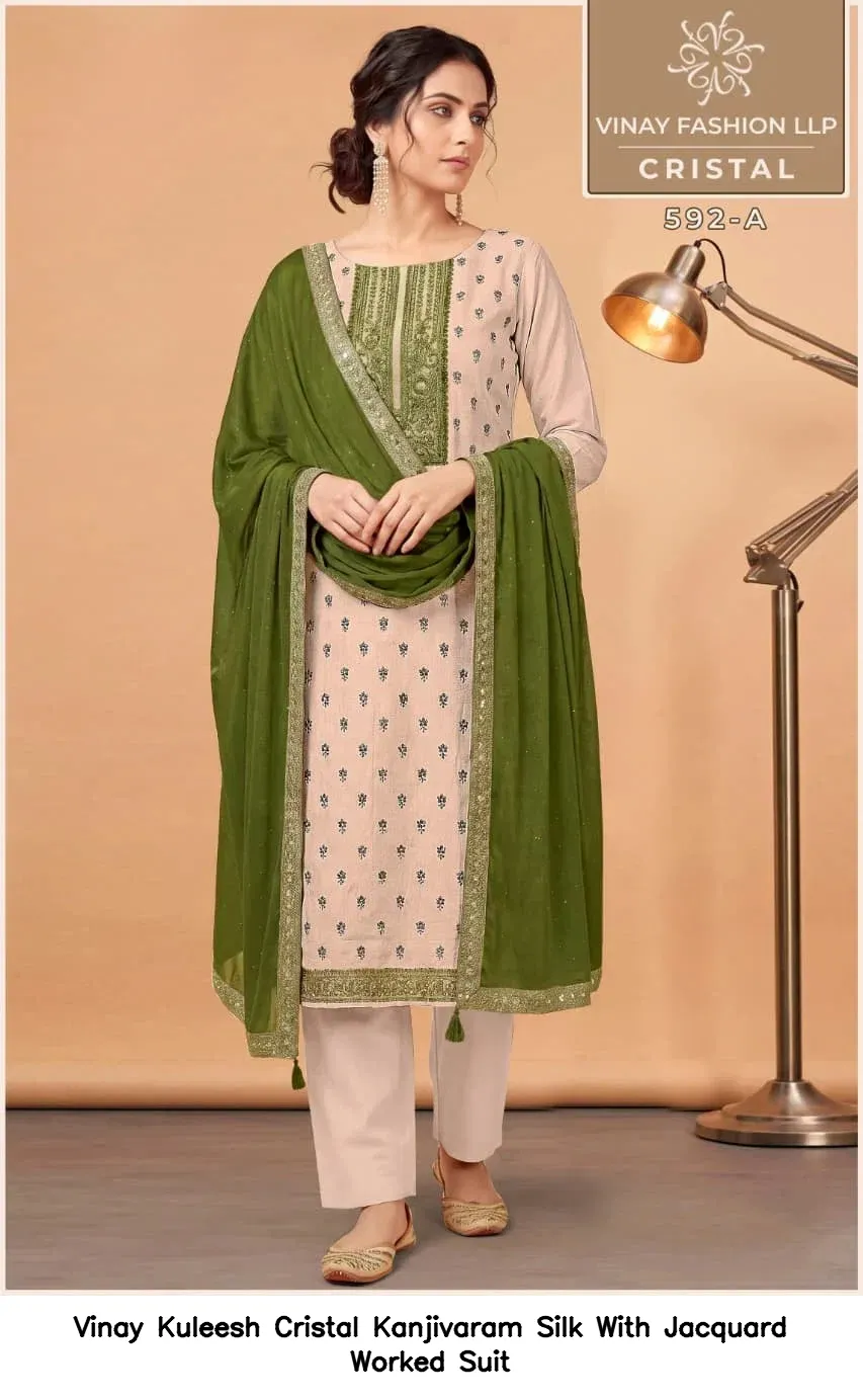 Vinay Kuleesh Cristal Kanjivaram Silk With Jacquard Worked Suit — Wholesale Salwar Suits, Vinay wholesale from Surat — view 5