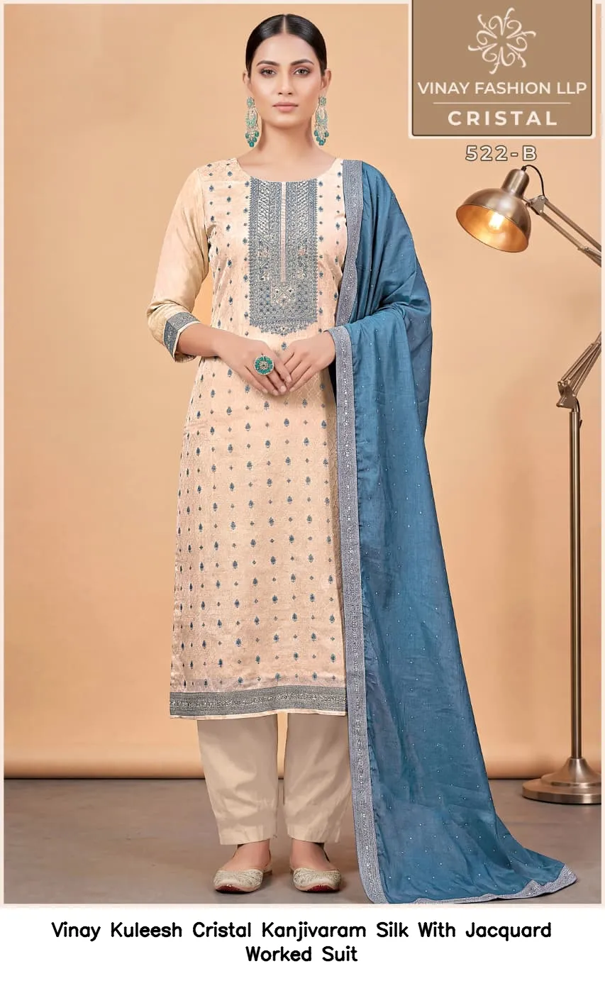Vinay Kuleesh Cristal Kanjivaram Silk With Jacquard Worked Suit — Wholesale Salwar Suits, Vinay wholesale from Surat — view 6