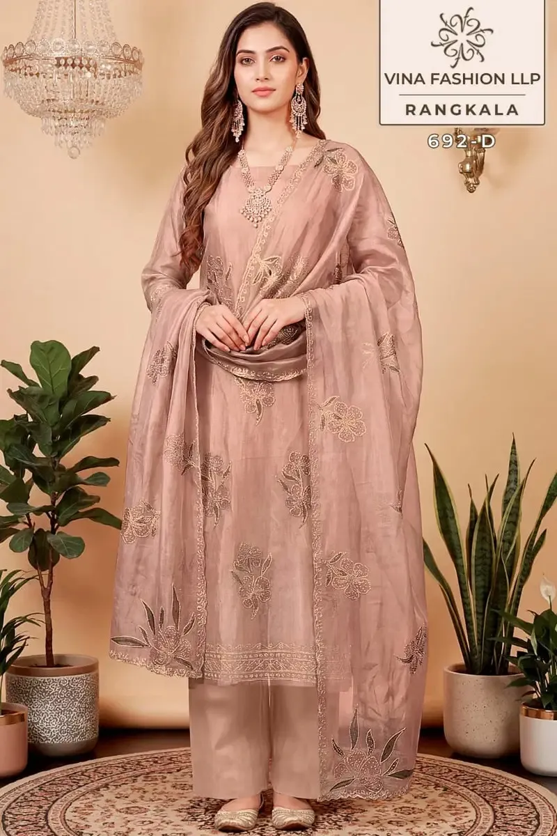 Vinay Kuleesh Rangkala Salsa Silk Hand Printed Salwar Kameez