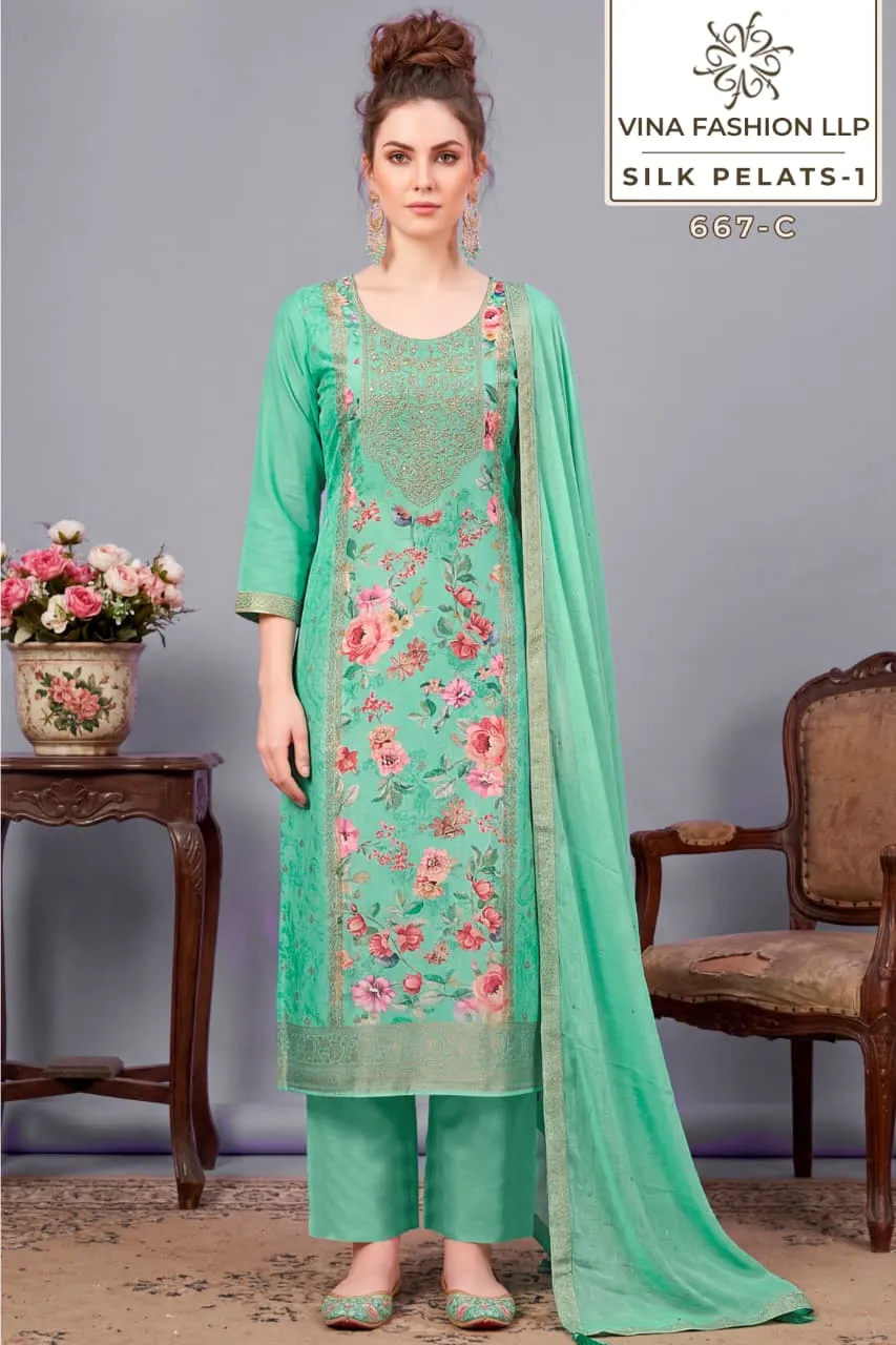 Vinay Kuleesh Silk Petals Hand Wokred Salwar Kameez