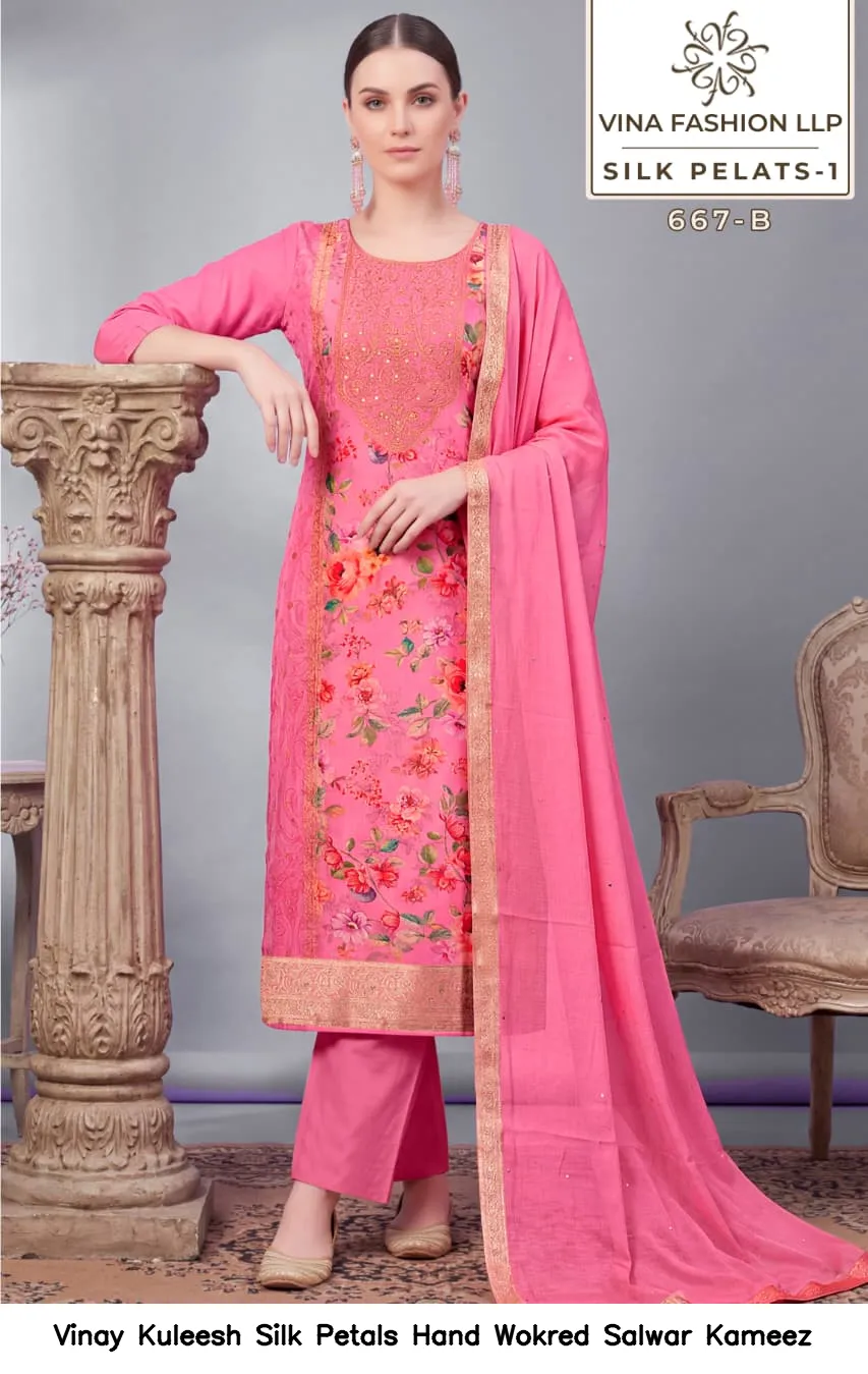 Vinay Kuleesh Silk Petals Hand Wokred Salwar Kameez — Wholesale Salwar Suits, Vinay wholesale from Surat - Gallery Image 5
