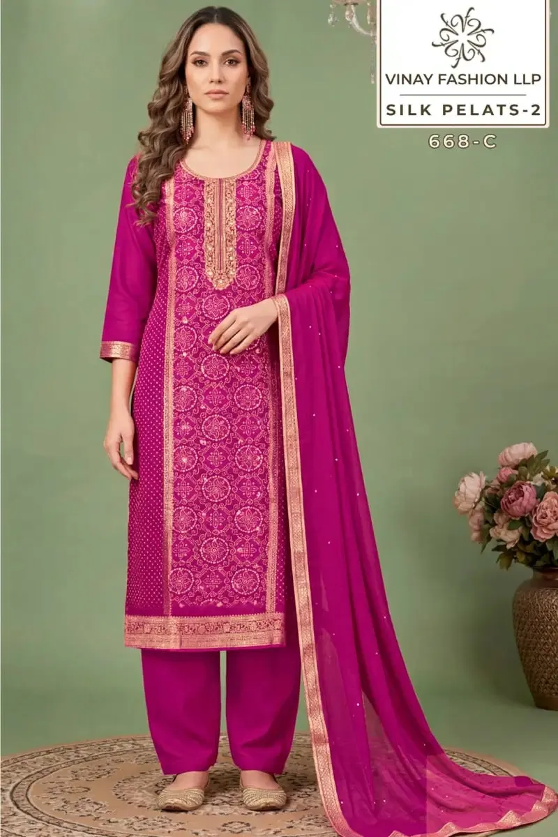 Vinay Kuleesh Silk Petals Vol 2 Russian Silk Hand Worked Salwar Kameez — Wholesale Salwar Suits, Vinay wholesale from Surat — view 1