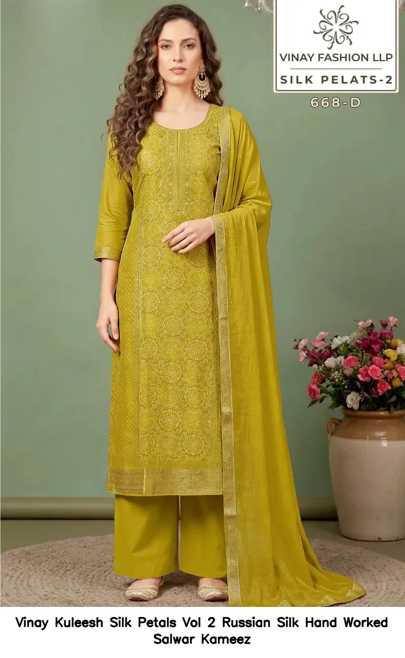 Vinay Kuleesh Silk Petals Vol 2 Russian Silk Hand Worked Salwar Kameez — Wholesale Salwar Suits, Vinay wholesale from Surat — view 6