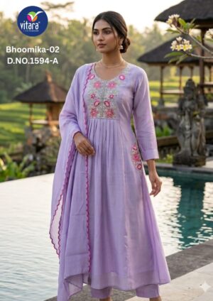 Vitara 1594 A To D Mul Chanderi Kurti Set With Dupatta